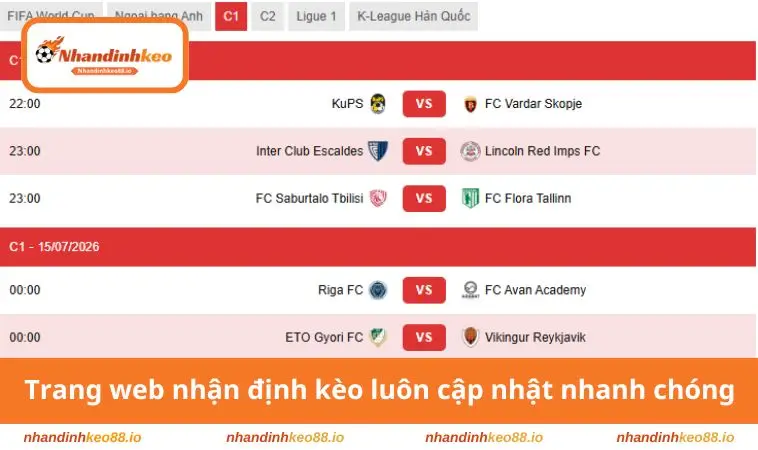 Trang web nhận định kèo luôn cập nhật nhanh chóng